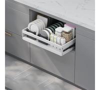 MIDUOLAI 1 Tier White,47 * 42cm,Storage Shelf, Pull Out Cabinet Organizer, Expandable Pull-Out Kitchen Shelf, Hidden Storage Pantry Shelf, Versatile Storage, for Pantry and Bathroom Vanity