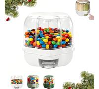 MIDUOLAI 360 Rotating Multi Candy Dispenser Carousel, 6 Compartments Transparent Countertop Storage Box, Christmas Treat Organizer for Candies, Snacks & Small Essentials,White,M
