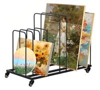 MIDUOLAI Art Canvas Storage Rack, Easily Movable Drying for Art, Organise Your Studio Professionally, Print Rack for Artwork, Classroom Artwork Organiser,Black,02