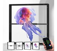 MIDUOLAI Black,3D Hologram LED Fan Projector, 20W Fan Display Animation Video Projector with Aluminium Alloy Cover, Equipped with 244 High Gloss LED Beads, Smart Wireless Control