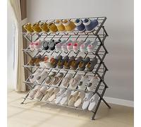 MIDUOLAI Black,55x30x122cm,Narrow Portable Foldable Shoe Rack, Metal Shoe Rack, 3/4/5/6 Tiers Free Standing Shoe Organizer, Ideal for Hallways Bedrooms, Shoe Storage Rack for Small Spaces
