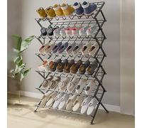 MIDUOLAI Black,85x30x122cm,Portable 6 Tier Narrow Shoe Rack, No Assembly Required, Entryway Shoe Holder Freestanding, Organizer Storage 12-30 Pairs, for Hallways and Bedrooms