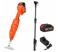 MIDUOLAI Cordless Electric Weed Puller 21V, Lightweight Electric Garden Hoe, Rechargeable Weed Remover, Long Handle Weeder, for Garden Vegetable Weeding Tilling,Orange