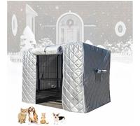 MIDUOLAI Dog Cage Covers, Pet Crate Cover, Waterproof Pet Kennel Protector, Roll-up Side Windows and Front Door, Warmer Windproof Oxford Cloth Cover, for Keep Pet Warm,Silver,48x34x35cm