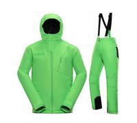MIDUOLAI Men's Ski Suit 2-Piece Set, Snowsuit Two-Piece, Outdoor Ski Clothing Windproof Ski Suit, with Hood Breathable Softshell Jacket, Winter Snowboarding Ski Suit,Green Set,185cm