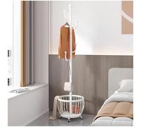 MIDUOLAI Metal Clothing Rack with Wheels, Rolling Freestanding Coat Rack Modern Organizer for Scarf Jacket Hat Bags, Garment Rack with Basket for Home Entryway,A,02