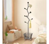 MIDUOLAI Metal Clothing Rack with Wheels, Rolling Freestanding Coat Rack Modern Organizer for Scarf Jacket Hat Bags, Garment Rack with Basket for Home Entryway,C,01