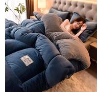 MIDUOLAI Super Warm Cashmere Quilt Soft Quilted Bedspread, Soft Warm Lamb Quilt, Lamb Velvet Thick Warm Winter Quilt, Velvet Blanket Fluffy Plush Quilt Thickened Warm,B,220 * 240cm(5kg)