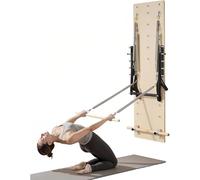 MIDUOLAI Wall Mounted Pilates Reformer Machine, Maple Wood Pilates Springboard, Exercise Equipment with Resistance Springs, Yoga Fitness Trainer, for Flexibility Balance,A