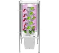 MIDUOLAI White,25 holes,Hydroponic Growing Kit, 6 Layer 30 Planting Point Hydroponic Grow Tower with 4 LED Lamps, Vertical Tower Planter Germination Kit, Hydroponics Growing System for Garden