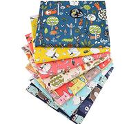 MIDUOLE Fat Quarters Fabric Bundles, 7 Pcs 100% Cotton 19.69” x 19.69” (50cmx50cm) Precut Quilting Fabric Squares Sheets for DIY Patchwork Sewing Quilting Crafting, No Repeat Design Cat Pattern.