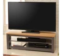midvale 1200mm wooden tv stand with 2 shelves in grey and oak