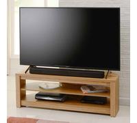 midvale 1200mm wooden tv stand with 2 shelves in oak