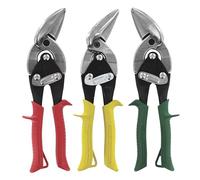Midwest Aviation Snip Set - Left, Right and Straight Cut Offset Tin Cutting Shears with Forged Blade & Kush'n-Power Comfort Grips - MW-P6510RLS