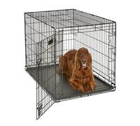 MidWest Homes for Pets Newly Enhanced Single Door iCrate 106.68 cm (42-Inch) Long Dog Crate, Includes Leak-Proof Pan, Floor Protecting Feet, Divider Panel & New Patented Features, Black, Model 1542DDU