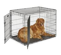 MidWest Homes for Pets Newly Enhanced Double Door iCrate 106.68 cm (42-Inch) Long Dog Crate, Includes Leak-Proof Pan, Floor Protecting Feet, Divider Panel & New Patented Features, Black, Model 1542DDU