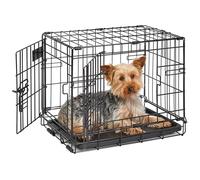 MidWest Homes for Pets 18-Inch Two-Door iCrate Folding Dog Crate with Divider Panel, Leak-Proof Tray & Secure Latches - Metal Wire Kennel for Tiny Breeds - Portable, Durable & Easy to Assemble