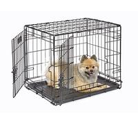 MidWest Homes for Pets 24-Inch Two-Door iCrate Folding Dog Crate with Divider Panel, Leak-Proof Tray & Secure Latches - Metal Wire Kennel for Small Breeds - Portable, Durable & Easy to Assemble