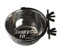 MidWest Homes for Pets Snap'y Fit Stainless Steel Pet Bowl, Attaches to Wire Mesh Dog Crates and Other Wire Mesh Animal Cages; 10 oz. for Dogs & Cats, Silver, Model 40-10