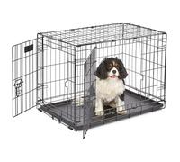 MidWest Homes for Pets 30-Inch Two-Door iCrate Folding Dog Crate with Divider Panel, Leak-Proof Tray & Secure Latches - Metal Wire Kennel for Medium Breeds - Portable, Durable & Easy to Assemble