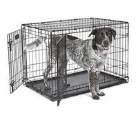 MidWest Homes for Pets 36-Inch Two-Door iCrate Folding Dog Crate with Divider Panel, Leak-Proof Tray & Secure Latches - Metal Wire Kennel for M-L Breeds - Portable, Durable & Easy to Assemble