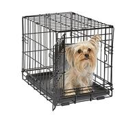 MidWest Homes for Pets Newly Enhanced Single Door iCrate 45.72 cm (18-Inch) Long Dog Crate, Includes Leak-Proof Pan, Floor Protecting Feet, Divider Panel & New Patented Features, Black, Model 1518