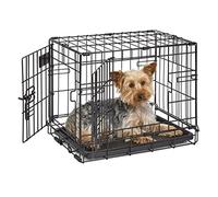 MidWest Homes for Pets 46 cm Two-Door iCrate Folding Dog Crate with Divider Panel, Leak-Proof Tray & Secure Latches - Metal Wire Kennel for Tiny Breeds - Portable, Durable & Easy to Assemble