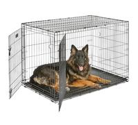 MidWest Homes for Pets 48-Inch Two-Door iCrate Folding Dog Crate with Divider Panel, Leak-Proof Tray & Secure Latches - Metal Wire Kennel for XL Breeds - Portable, Durable & Easy to Assemble