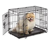 MidWest Homes for Pets 59 cm Two-Door iCrate Folding Dog Crate with Divider Panel, Leak-Proof Tray & Secure Latches - Metal Wire Kennel for XS Breeds - Portable, Durable & Easy to Assemble