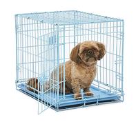 MidWest Homes for Pets 61 cm Blue Fashion iCrate Single Door Folding Dog Crate, Enhanced Security, Includes Leak-Proof Pan, Divider Panel, Handle, Rubber Feet