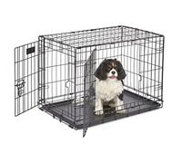 MidWest Homes for Pets Newly Enhanced Double Door iCrate 76.2 cm (30-Inch) Long Dog Crate, Includes Leak-Proof Pan, Floor Protecting Feet, Divider Panel & New Patented Features, Black, Model 1530