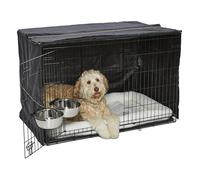 MidWest Homes for Pets Double Door iCrate Starter Kit, 122 cm Dog Crate Bundle for Extra-Large Dogs, Includes Cage, Pet Bed, 2 Bowls and Privacy Cover