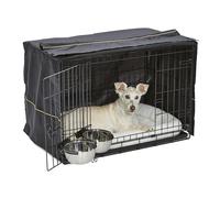 MidWest Homes for Pets Double Door iCrate Starter Kit, 76 cm Dog Crate Bundle for Medium Breeds, Includes Cage, Pet Bed, 2 Bowls and Privacy Cover