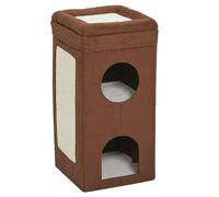 MidWest Homes for Pets Cat Condo; Tri-Level Design in Brown Faux Suede & Synthetic Sheepskin; 37.08L x 37.39W x 77.19H Centimeters; Model 137-BRC