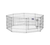 MidWest Homes for Pets Folding Metal Dog Exercise Pen and Pet Playpen with Door, Includes Grounding Stakes and Provides 1.5 Meters of Play Space, 61cm Tall, Black E-Coated