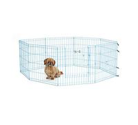 MidWest Homes for Pets Folding Metal Dog Exercise Pen and Pet Playpen with Door, Includes Grounding Stakes and Provides 1.5 Meters of Play Space, 61cm Tall, Blue