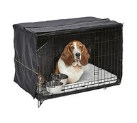 MidWest Homes for Pets Intermediate Double Door iCrate Starter Kit, 91 cm Dog Crate Bundle for Medium to Large Breeds, Includes Cage, Pet Bed, 2 Bowls and Privacy Cover