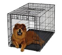 MidWest Homes for Pets Intermediate Ovation Single Door Folding Dog Crate, 91 cm, Space-Saving Patented Up & Away Door, Leak-Proof Pan, Divider Panel, Black