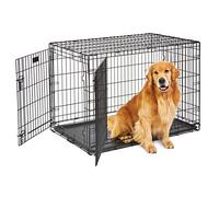MidWest Homes for Pets Large LifeStages Double Door 106 cm Folding Dog Crate, Enhanced Security, Includes Leak-Proof Pan, Divider Panel, Handle, Rubber Feet