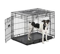 MidWest Homes for Pets Medium Ovation Double Door 76 cm Folding Metal Dog Crate, Front and Up & Away Side Doors, Space-Saving Design