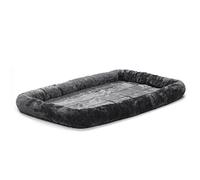 MidWest Homes for Pets QuietTime Dog Bed - Gray Faux Fur Bolster, Ultra-Soft and Machine Washable, Fits 122 cm Crates and Carriers, for Extra-Large Breed Dogs