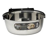 MidWest Homes for Pets Snap'y Fit Stainless Steel Pet Bowl, Attaches to Wire Mesh Dog Crates and Other Cages; 2 qt. for Dogs & Cats, Silver, Model 42