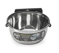 MidWest Homes for Pets Snap'y Fit Stainless Steel Pet Bowl, Attaches to Wire Mesh Dog Crates and Other Wire Mesh Animal Cages; 1 qt. for Dogs & Cats, Silver, Model 41
