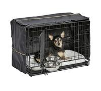 MidWest Homes for Pets Newly Enhanced Double Door iCrate 58.4cm (22-Inch) Long Dog Crate Kit, Includes Dog Crate, Pet Bed, 2 Bowls & Crate Cover, Divider Panel, Patented Features, Black, 1522DD-KIT