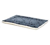 MidWest Homes for Pets XS QuietTime Reversible Paw Print Pet Bed, 53.3 cm x 30.5 cm, Soft Faux Fur & Fleece Crate Mat for Small Dogs & Cats, Machine Washable, Blue & Cream, Model 40222-FVBLS