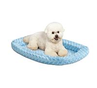 MidWest Homes for Pets XXS QuietTime Double Bolster Pet Bed, Blue Plush 46 cm Crate Mat with Stacked Bolsters, Machine Washable, Secure Fit with Elastic Straps