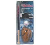 Midwest Junior Basebal Set - Black/Brown/White, 24 inch Bat / 9.5 inch Glove / 9 inch Ball, one size