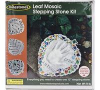 Midwest Products Milestones Decorative Mosaic Leaf Stepping Stone Kit for Flower Beds, Gardens, and Walkways - 901-11455
