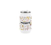 Midwife Flask with Straw - Novelty Gifts for Midwives - Reusable Small Stainless-Steel Cold Drinks Travel Mug 250ml (9 fl oz)