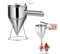 Midyrrg Stainless Steel Funnel Pancake Batter Dispenser Piston Funnel 1.2 L Octopus Balls Filling Funnels with Handle & Rack Baking Funnels for Kitchen Baking Making Cupcake Batter Dispenser